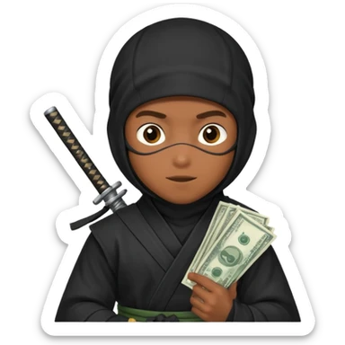 Niño ninja con dinero sticker