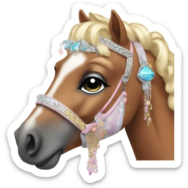 glam horse wearing makeup and accessories sticker