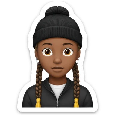 an african teen with cornrows and wears a beanie sticker