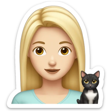 Blond white girl with 2 cats  one brown and one black sticker