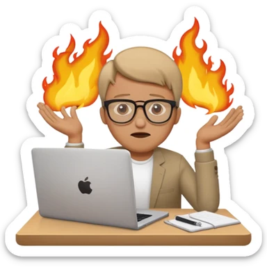 The man behind the laptop has deadlines burning sticker