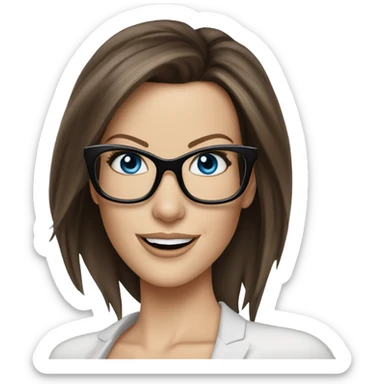 Kate Beckinsale, glasses, blue eyes happy elegant lifelike  sticker