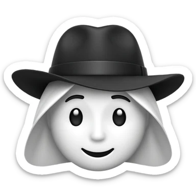 créer un emoji farfadet en noir et blanc, en traçant que les contours, sans pot de pièces dans la main et avec un trèfle à 4 feuilles sur le chapeau sticker
