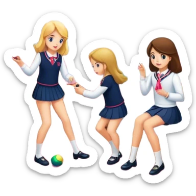 Girls playing in the preppy room sticker