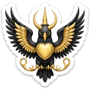 holy saint emblem with black wings with horn sticker