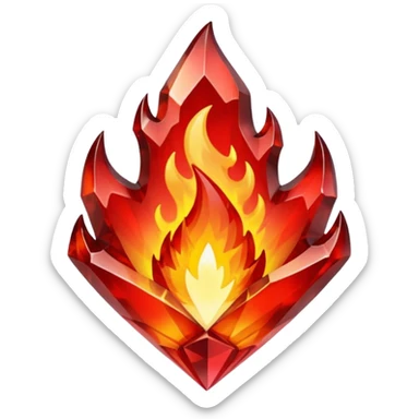 Red flaming crystal with a $ carved into the center of the crystal. sticker