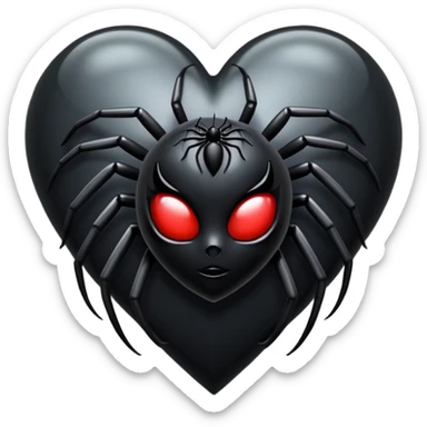 realistic gothic heart with a black spider lily sticker