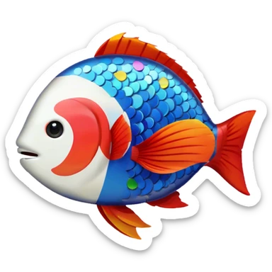 white colored pixel fish cute confetti  sticker