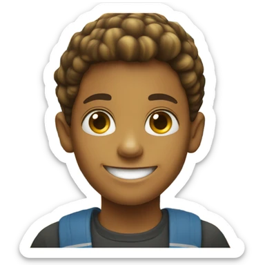 smiling boy with earrings and honeycomb sticker