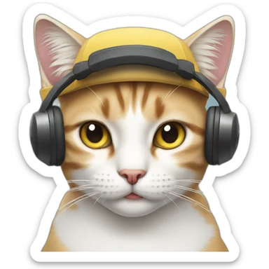 Cat wearing headphoes sticker