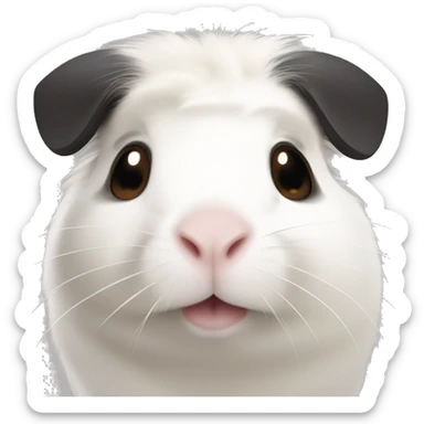 white guinea pig with one black ear and brown marking on face sticker