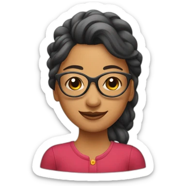 Mujer pelirojo sonriente con lentes abraza a una Bebé sticker