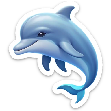 Cinematic Dreamy Dolphin Portrait Emoji, Floating serenely in a gentle sea of soft light, with a relaxed, streamlined body and half-closed, drowsy eyes that reflect a peaceful underwater lullaby, and a subtle, contented smile, Simplified yet irresistibly adorable features, highly detailed, glowing with a soft, dreamy aquatic radiance, high shine, calm and enchanting, stylized with an air of sleepy marine wonder, soft glowing outline, capturing the essence of a super cute dolphin that appears ready to drift into a sweet, soothing nap! sticker