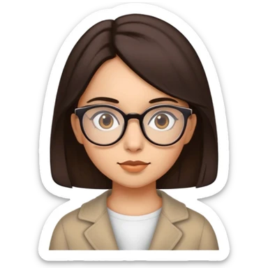 Menina, parda, cabelo médio escuro, óculos de grau sticker