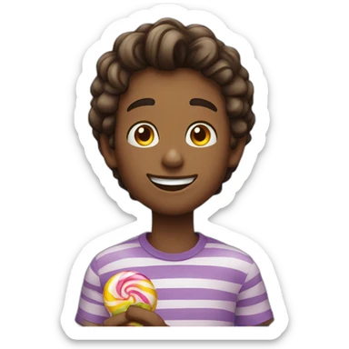 A young man enjoying candy sticker