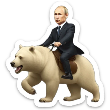 Vladimir Putin riding a bear sticker