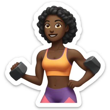 Dark skinned black women sweating while working out sticker