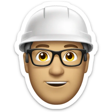 Caucasian man wearing helmet, glases and earplugs sticker