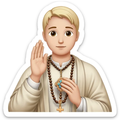 Praying hands holding a rosary sticker