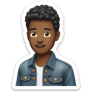 young man in denim jacket sticker