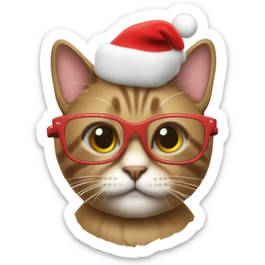 Cat with chrismas glasses sticker