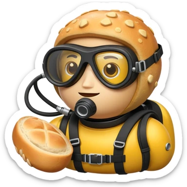 A bread roll in scuba diving gear sticker