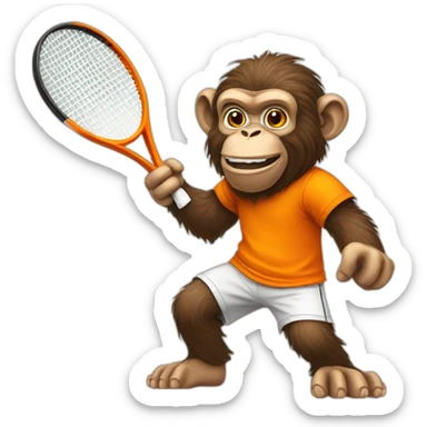 ape playing tennis in orange shirt sticker