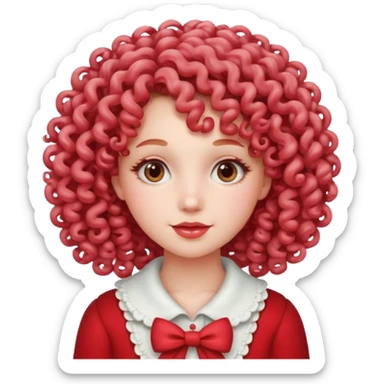 girl with curly hair made out of peppermint candy sticker