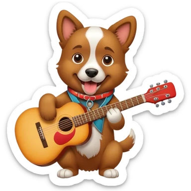Hund mit einer Gitarre  sticker
