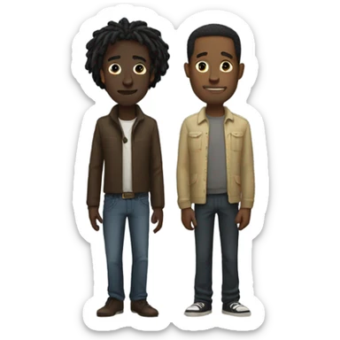 Short black man with dreads standing next too tall black man sticker