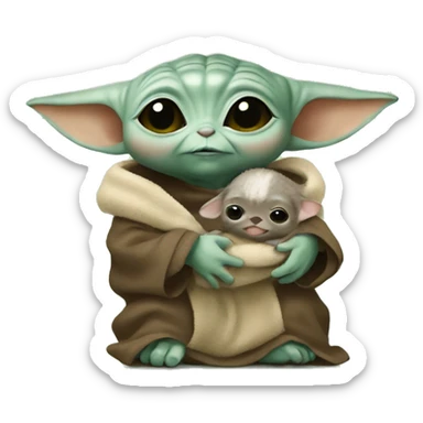 Baby yoda holding baby otter sticker