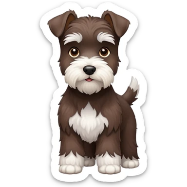 Chocolate and white schnauzer standing sticker