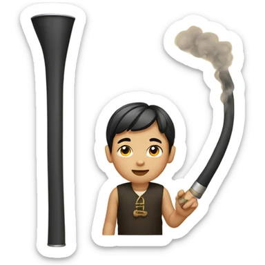 Asian boy with pipe sticker