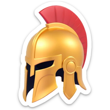 Spartan warrior helmet, 3D emoji style, smooth, shiny, detailed sticker