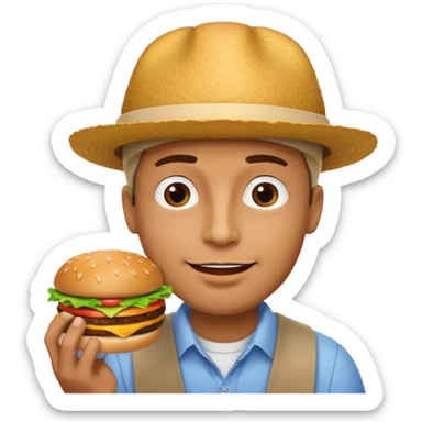 man eating hamburger  sticker