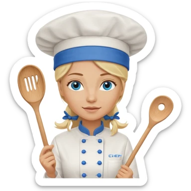 Sexy Long Blonde hair blue eyed female chef sticker