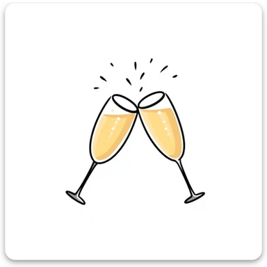 a pair of elegant goblets or wine glasses clinking together with champagne bubbles rising, in pastel colors dd9fb0, ffc6d3, a3bfc9, c4bee2, f1b091, detailed hand-drawn doodle style sticker