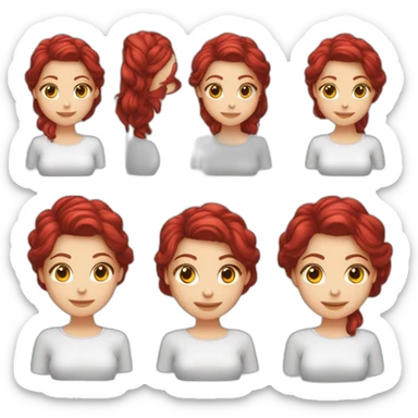 Menina caucasiana de cabelo vermelho longo liso piscando sticker