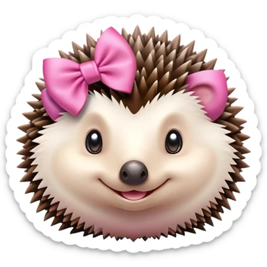 hedgehog with a pink bow sticker