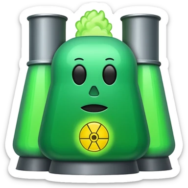 nuclear power plant with green radioactive glow, more realistic, emoji style, option 3 sticker