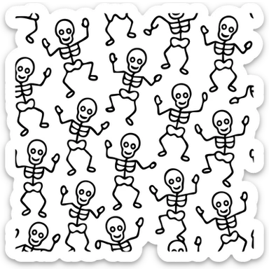 Halloween seamless pattern with dancing skeleton's  sticker