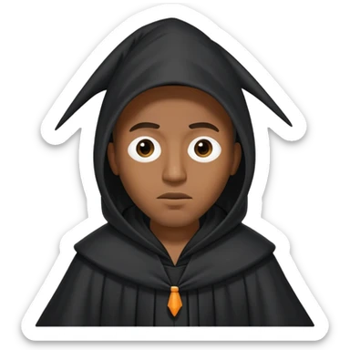 Rapping black male wearing Tall black robe with cone-shaped hood covering face, two eyes slightly visible through slit.” sticker