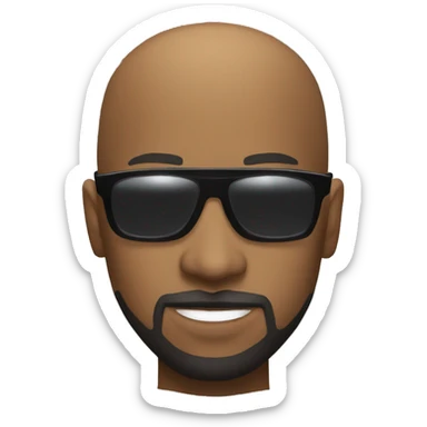 Bald Black DJ with goatee and shades sticker