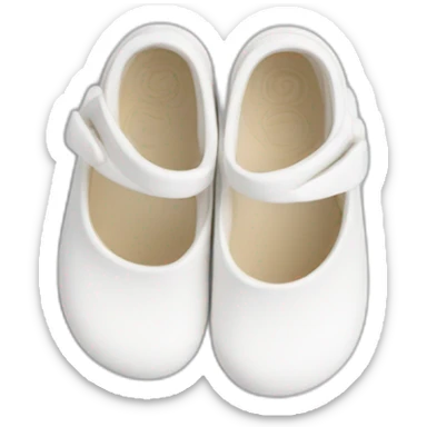 seamless baby clog shoe, top view, white sticker