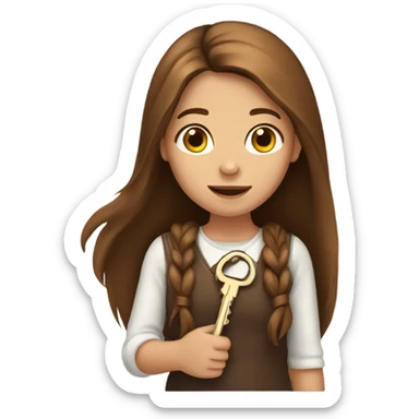 Girl with brown long hair with key in hand sticker
