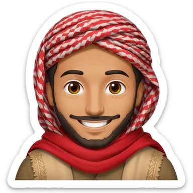 Saudi man with a red shemagh, smiling sticker
