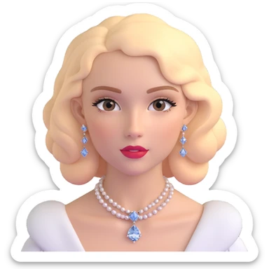 Sophisticated British young woman with classic style, tasteful makeup and delicate jewelry sticker