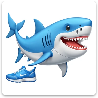 Un tiburón con zapatos tenis azules
 sticker
