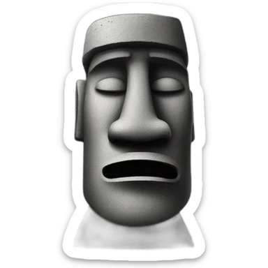 moai statue looking left performing hat tipping gesture sticker