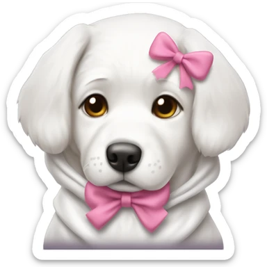 ￼White dog with pink bow and hoodie sticker